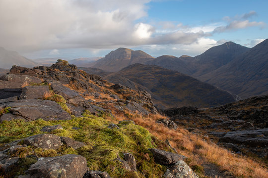 The view towards Elgol from the top of Sgurr Na Stri on the Isle of Skye, Inner Hebrides, Scottish Highlands, Scotland