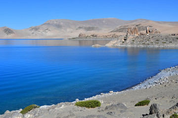 Tibet, holy lake Nam-Tso (Nam Tso) in summer, 4718 meters above sea level.  Place of power