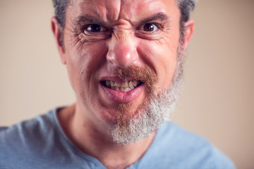 Obraz premium A portrait of man with half beard and hair