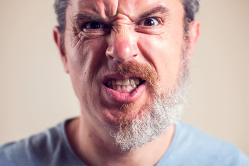 Obraz premium A portrait of man with half beard and hair