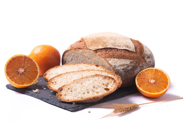 Bread with orange citrus fruits