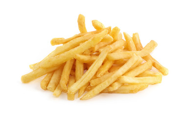 potato fry on white isolated background