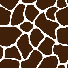 Behang Bruin girafpatroonontwerp - grappig tekenings naadloos patroon. Belettering poster of t-shirt textiel grafisch ontwerp. / behang, inpakpapier.