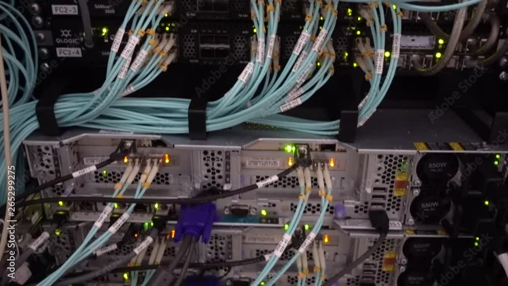 Aufkleber optical server. commutator. flashing lights. optical fiber. severs computer in a rack at the large d