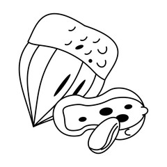 Nuts natural food cartoon in black and white
