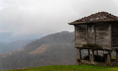 A detailed traditional granary (serender) view from Black Sea region of Turkey.