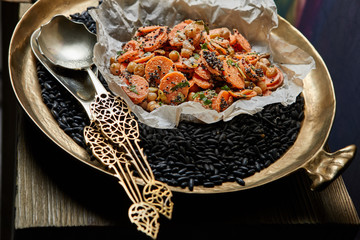 Close-up of middle eastern platter vegetable salad
