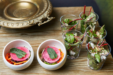 Closeup Of Healthy Organic Vegan Salads
