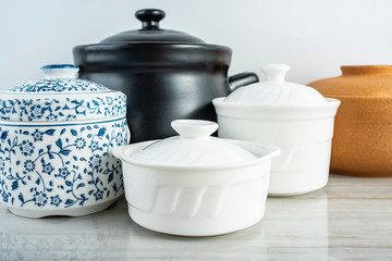 Chinese health soup ceramic stew casserole casserole background material
