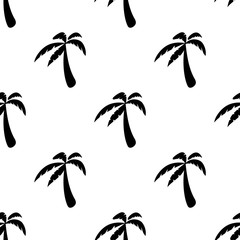 Fototapeta na wymiar Seamless pattern with black silhouette palms. Isolated on white background. Vector Illustration for t-shirt, fabric, web, background