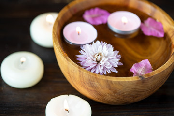 Fototapeta na wymiar Items for aromatherapy, massage. Relax and spa theme