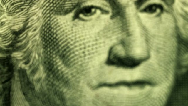 George Washington's portrait on one dollar american banknote