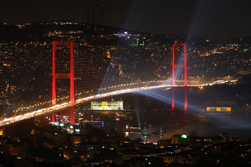 Fototapeta na wymiar Bosphorus Bridge and firework