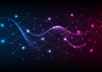 Technology low poly neon abstract wavy background