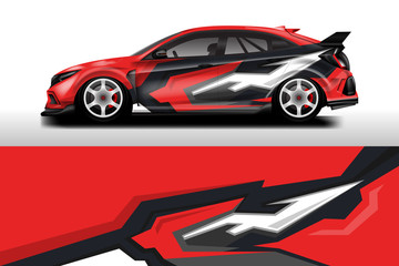 Naklejka premium Wrap livery decal car vector , supercar, rally, drift . Graphic abstract stripe racing background . Eps 10