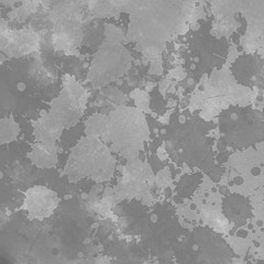 Silver with gray ink and watercolor texture on white paper background. Paint leaks and ombre effects. Hand painted abstract image.