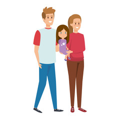 parents couple with daughter characters