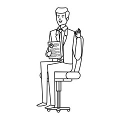elegant businessman sitting in office chair