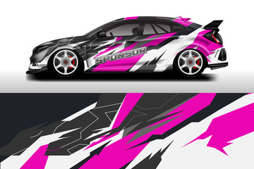 Wrap livery decal car vector , supercar, rally, drift . Graphic abstract stripe racing background . Eps 10