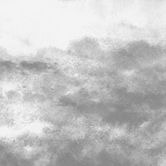 Silver with gray ink and watercolor texture on white paper background. Paint leaks and ombre effects. Hand painted abstract image.