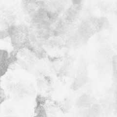 Silver with gray ink and watercolor texture on white paper background. Paint leaks and ombre effects. Hand painted abstract image.