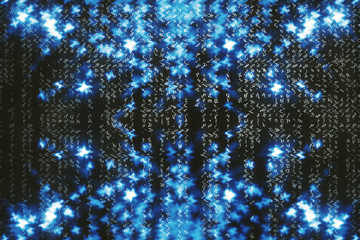 Blue matrix digital background. Abstract cyberspace concept. Characters fall down. Matrix from...