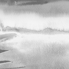 Silver with gray ink and watercolor texture on white paper background. Paint leaks and ombre effects. Hand painted abstract image.