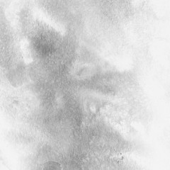 Silver with gray ink and watercolor texture on white paper background. Paint leaks and ombre effects. Hand painted abstract image.