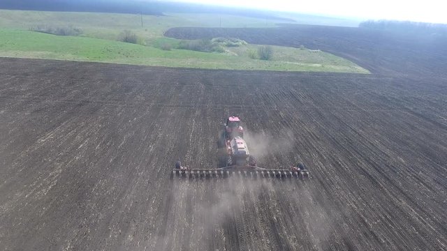  Sowing company. Works on the field. Farm