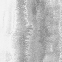 Silver with gray ink and watercolor texture on white paper background. Paint leaks and ombre effects. Hand painted abstract image.