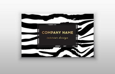 Business card trendy zebra and tiger pattern.