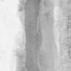 Silver with gray ink and watercolor texture on white paper background. Paint leaks and ombre effects. Hand painted abstract image.