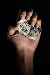 text human rights in a piece of paper