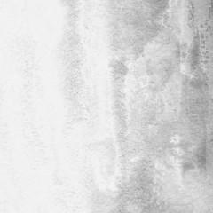 Silver with gray ink and watercolor texture on white paper background. Paint leaks and ombre effects. Hand painted abstract image.