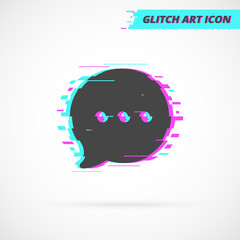 Flat Chat Bubble Glitch isolated Icon