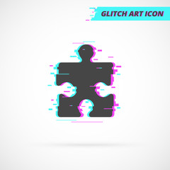 Puzzle Vector Icon in Glitch Art Style