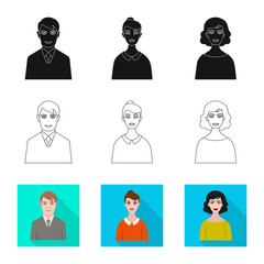 Fototapeta premium Isolated object of hairstyle and profession sign. Set of hairstyle and character vector icon for stock.
