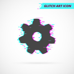 Gear Vector Icon in Glitch Art Style