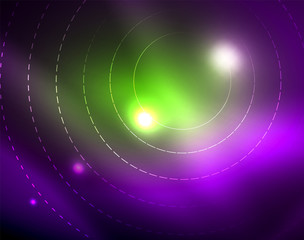 Neon circles abstract background
