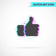 Thumbs Up Vector Icon in Glitch Art Style