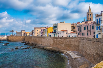 Fototapeta premium The old town of Alghero (L’Alguer), province of Sassari , northwestern Sardinia, Italy.
