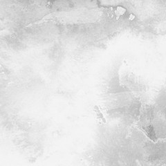 Silver with gray ink and watercolor texture on white paper background. Paint leaks and ombre effects. Hand painted abstract image.