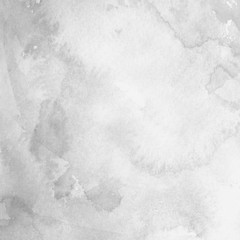 Silver with gray ink and watercolor texture on white paper background. Paint leaks and ombre effects. Hand painted abstract image.