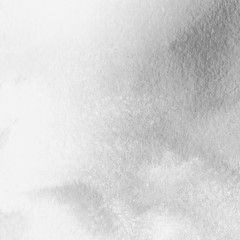 Silver with gray ink and watercolor texture on white paper background. Paint leaks and ombre effects. Hand painted abstract image.