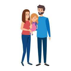 Fototapeta premium parents couple with daughter characters