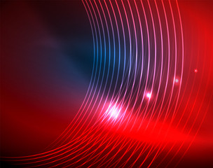 Blue neon circles, abstract circular lines. Glowing circle abstract pattern background