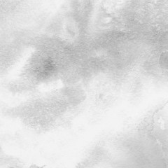 Silver with gray ink and watercolor texture on white paper background. Paint leaks and ombre effects. Hand painted abstract image.
