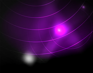 Dark space with neon color glowing lights abstract background