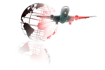 Airplane flying , Flying around the world