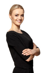 Attractive woman in black dress